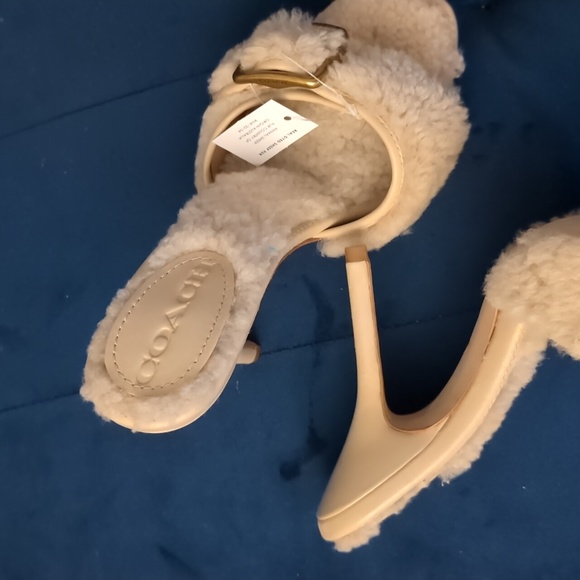 Coach Shearling 105MM Pumps in Natural - Picture 2 of 5
